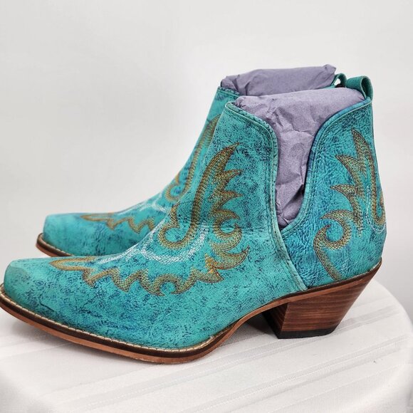 MYRA BAG Westerly Turquoise Western Leather Split Booties Ankle Boots 6-11 NWT - Picture 5 of 12